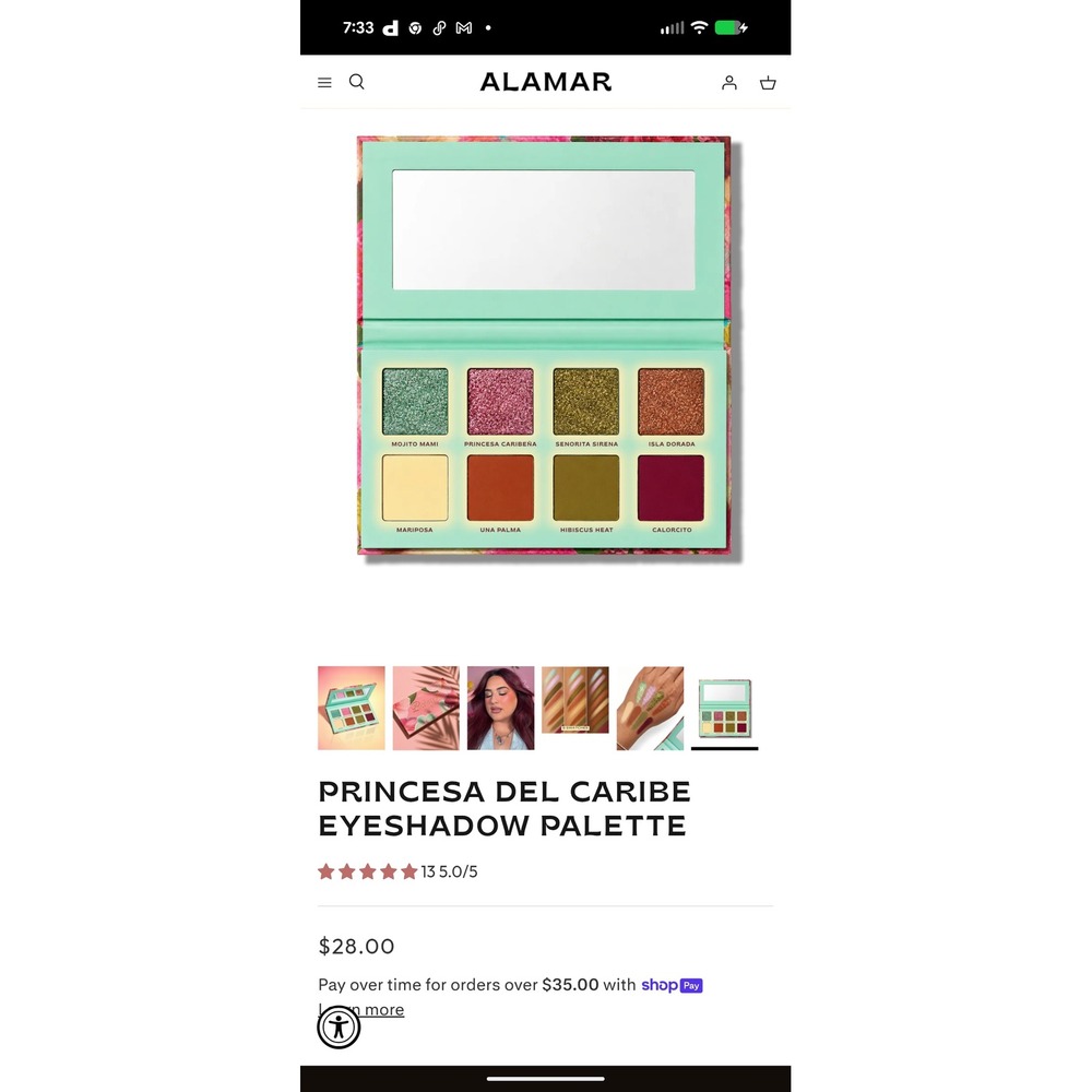 NIB Alamar Cosmetics Princesa Del Caribe Pressed Pigment Eyeshadow Palette - Picture 4 of 6